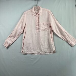 Gap Linen Blouse Womens Small Shirt Pink Casual Pullover Long Sleeve Beach